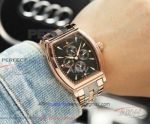 Perfect Replica Vacheron Constantin Malte 316L 2-Tone Rose Gold Band Black Dial Men's Chronograph Watch